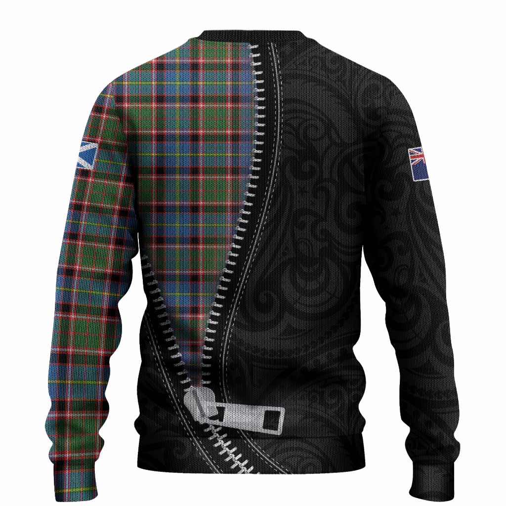 Aikenhead Tartan Knitted Sweater New Zealand Pattern Unique Zipper Stylized