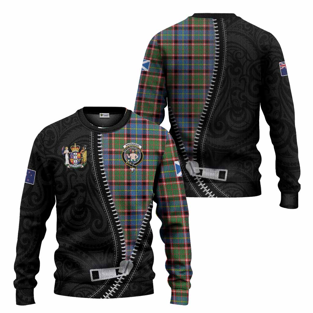 Aikenhead Tartan Knitted Sweater New Zealand Pattern Unique Zipper Stylized