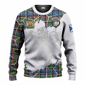 Aikenhead Tartan Knitted Sweater with Family Crest and Lion Rampant Grunge Style