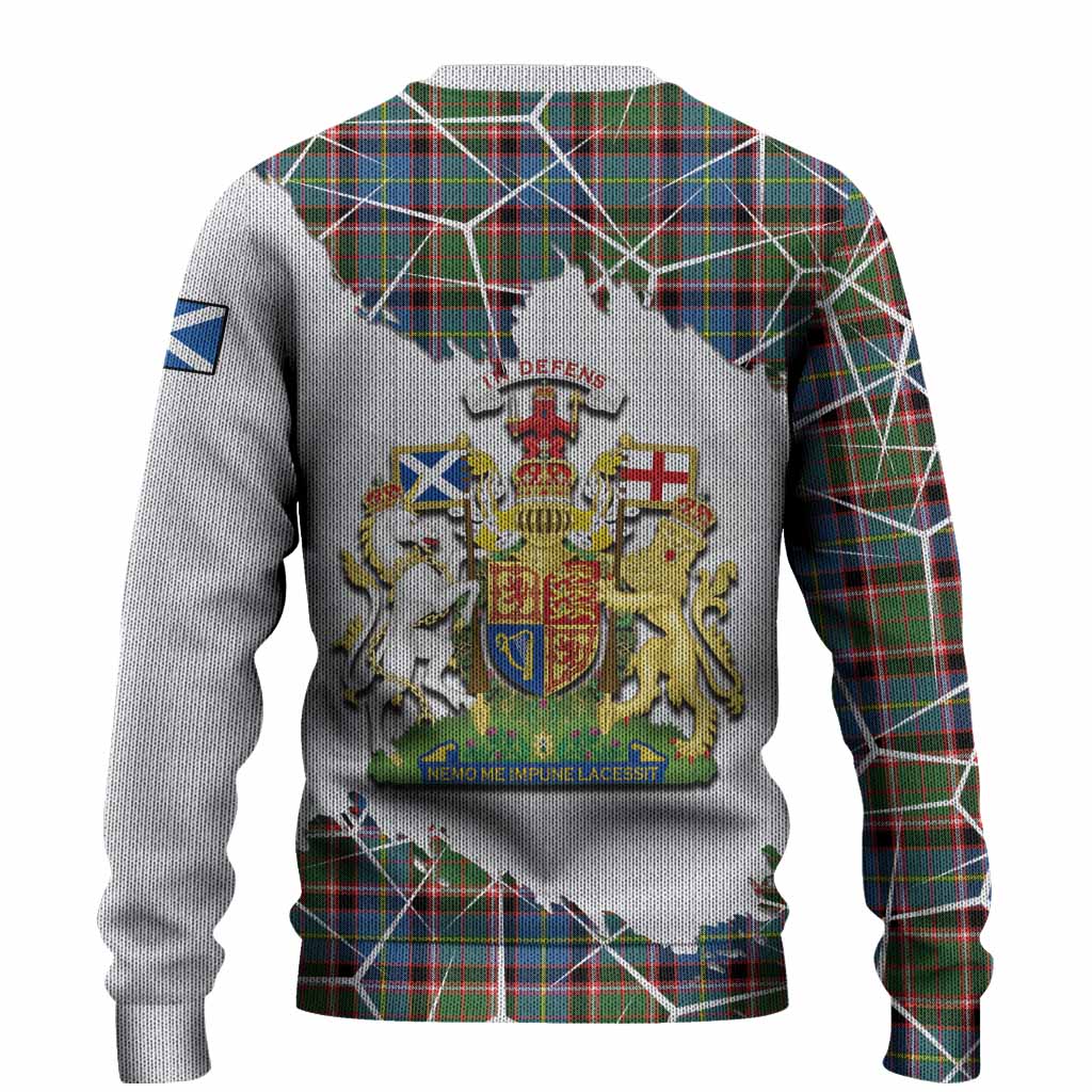 Aikenhead Tartan Knitted Sweater with Family Crest and Lion Rampant Grunge Style