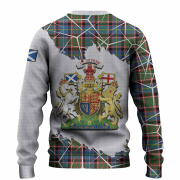 Aikenhead Tartan Knitted Sweater with Family Crest and Lion Rampant Grunge Style