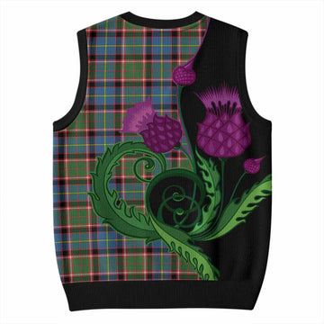 Aikenhead Tartan Knitted V-Neck Vest Traditional Scottish Thistle