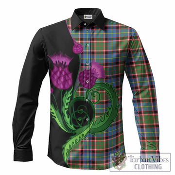 Aikenhead Tartan Long Sleeve Button Shirts Traditional Scottish Thistle