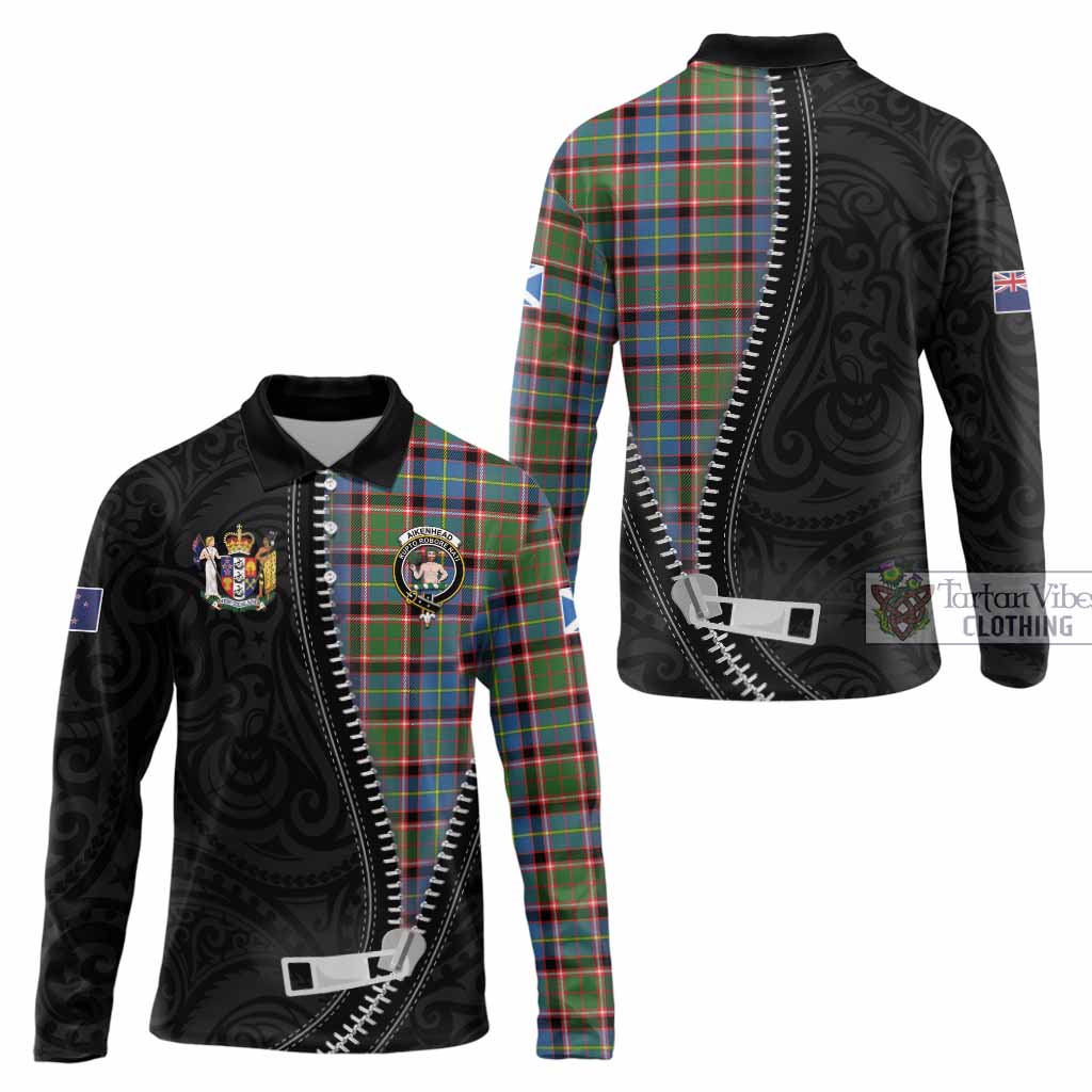 Aikenhead Tartan Long Sleeve Polo Shirt New Zealand Pattern Unique Zipper Stylized