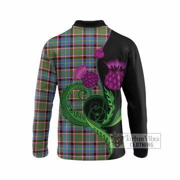 Aikenhead Tartan Long Sleeve Polo Shirt Traditional Scottish Thistle