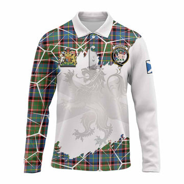 Aikenhead Tartan Long Sleeve Polo Shirt with Family Crest and Lion Rampant Grunge Style
