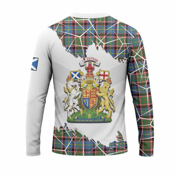 Aikenhead Tartan Long Sleeve T-Shirt with Family Crest and Lion Rampant Grunge Style