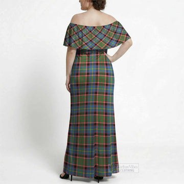 Aikenhead Tartan Off Shoulder Ruffle Maxi Dress