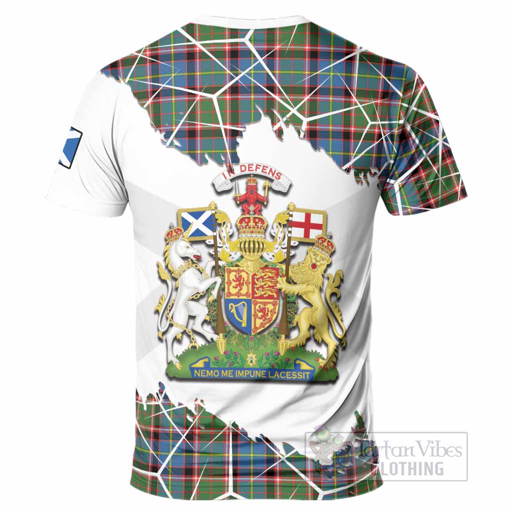 Aikenhead Tartan T-Shirt with Family Crest and Lion Rampant Grunge Style