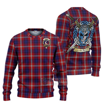 Ainslie Tartan Ugly Sweater with Family Crest Celtic Skull Style Unisex - Tartan Vibes Clothing