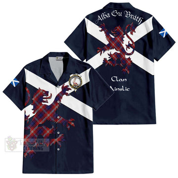 Ainslie Tartan Lion Rampant Hawaiian Shirt Proudly Display Your Heritage with Alba Gu Brath and Clan Name Kid - Tartan Vibes Clothing