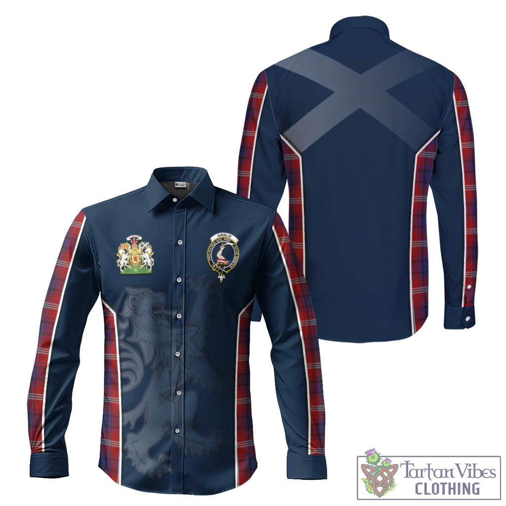 Tartan Vibes Clothing Ainslie Tartan Long Sleeve Button Up Shirt with Family Crest and Lion Rampant Vibes Sport Style