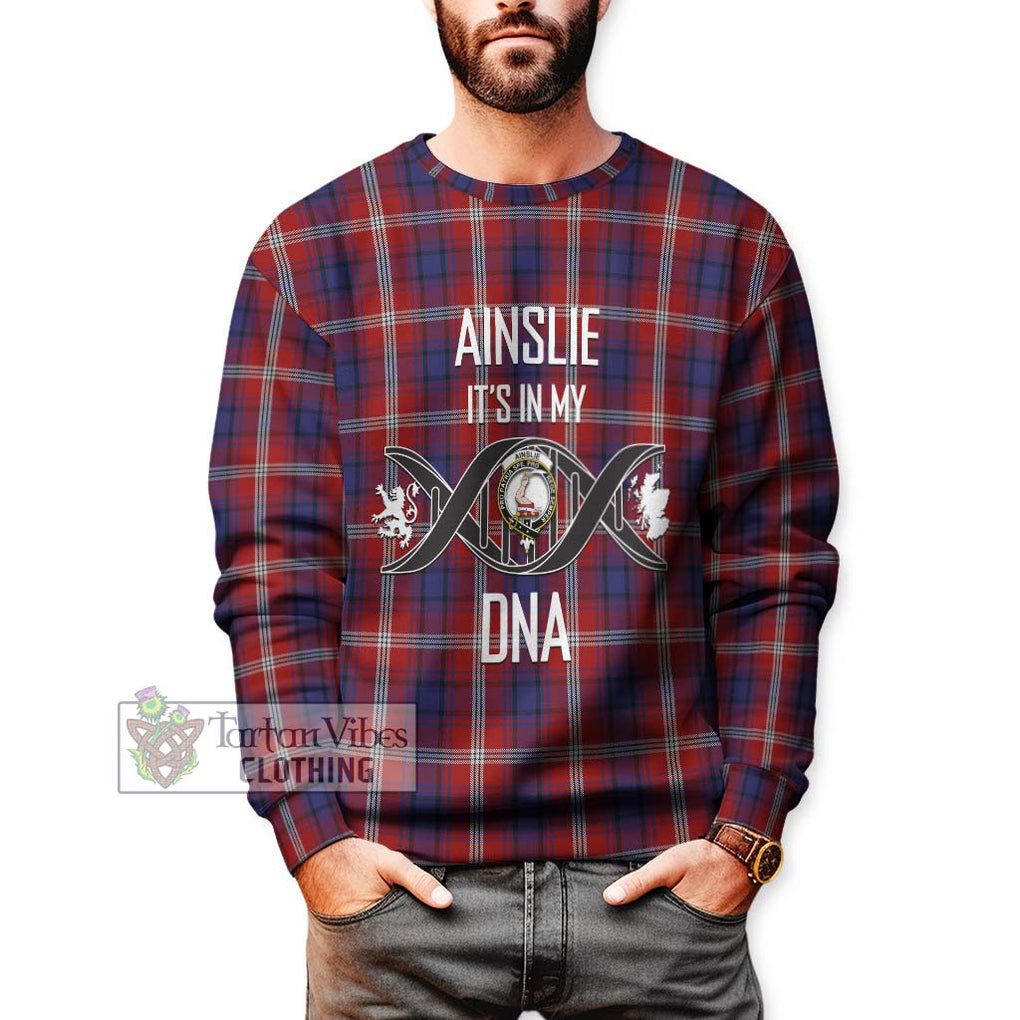 Ainslie Tartan Sweatshirt with Family Crest DNA In Me Style Unisex - Tartan Vibes Clothing