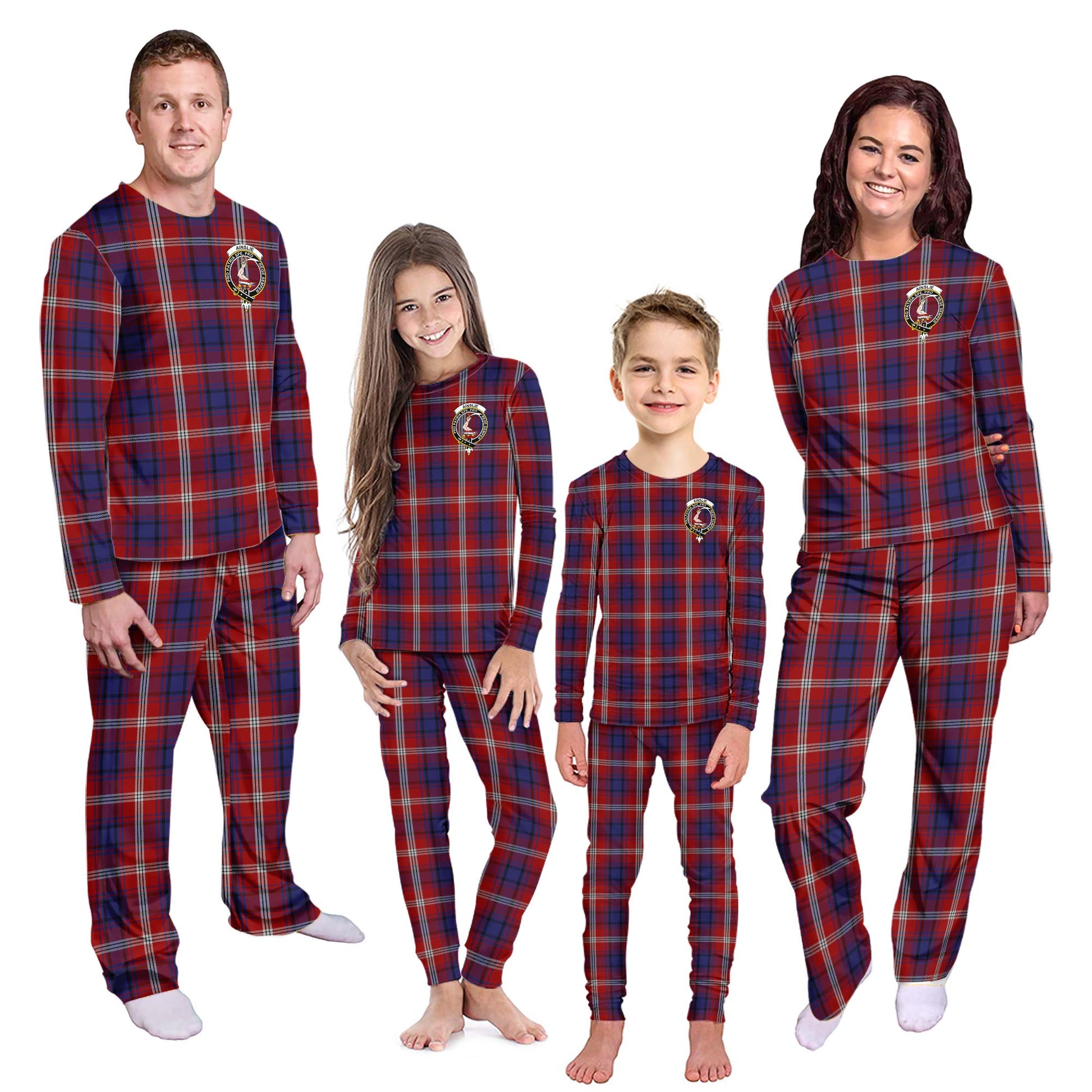 Ainslie Tartan Pajamas Family Set with Family Crest Kid - Tartan Vibes Clothing