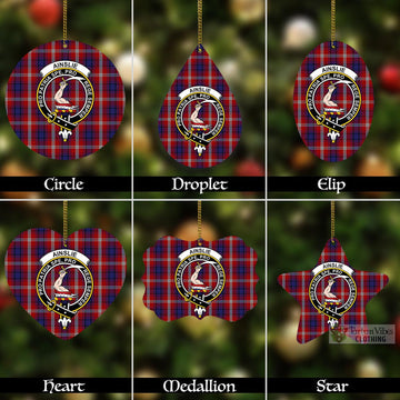 Tartan Vibes Clothing Ainslie Tartan Christmas Aluminium Ornament with Family Crest