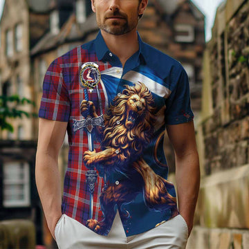Ainslie Tartan Family Crest Hawaiian Shirt with Scottish Majestic Lion Kid - Tartan Vibes Clothing