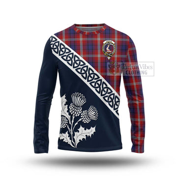 Ainslie Tartan Long Sleeve T-Shirt Featuring Thistle and Scotland Map Unisex - Tartan Vibes Clothing