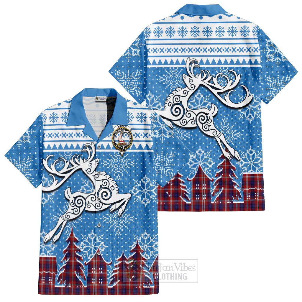Ainslie Clan Christmas Hawaiian Shirt Celtic Reindeer Style Kid - Tartan Vibes Clothing