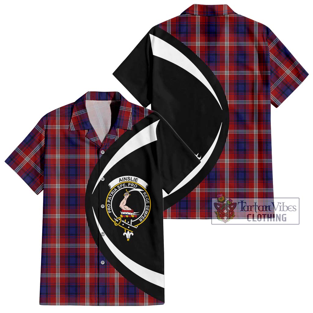 Ainslie Tartan Hawaiian Shirt with Family Crest Circle Style Kid - Tartan Vibes Clothing