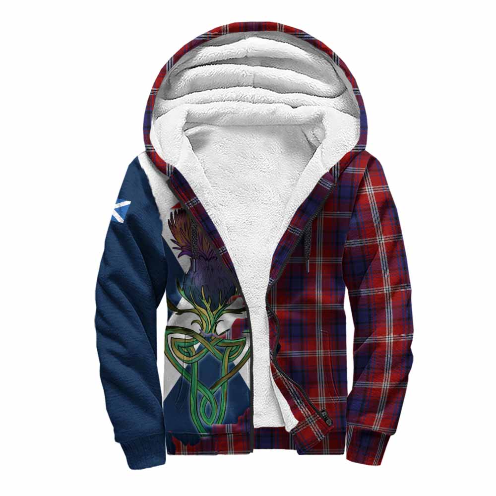 Tartan Vibes Clothing Ainslie Tartan Family Crest Sherpa Hoodie Scottish Thistle Celtic Inspired
