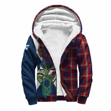 Tartan Vibes Clothing Ainslie Tartan Family Crest Sherpa Hoodie Scottish Thistle Celtic Inspired
