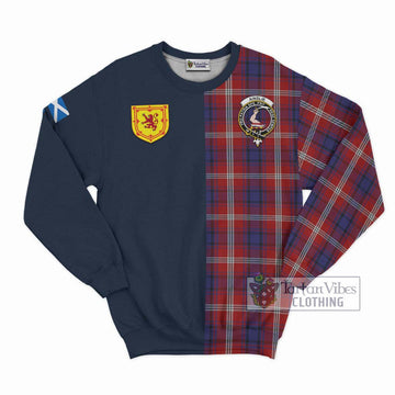 Ainslie Tartan Sweatshirt Alba with Scottish Lion Royal Arm Half Style Unisex - Tartan Vibes Clothing