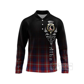 Ainslie Tartan Long Sleeve Polo Shirt Featuring Alba Gu Brath Family Crest Celtic Inspired Unisex - Tartan Vibes Clothing