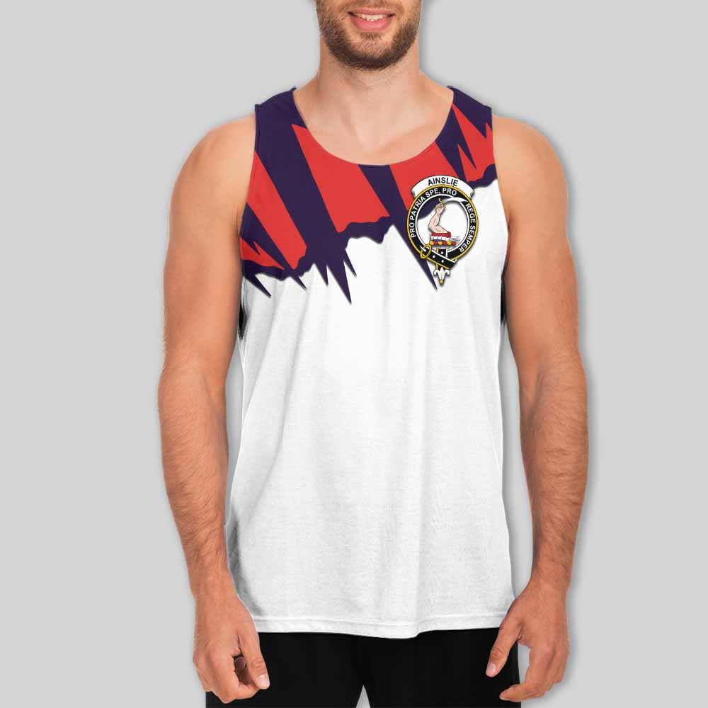 Ainslie Clan Crest Men's Tank Top with Retro Sport Style Men - 2D-tartanvibesclothing