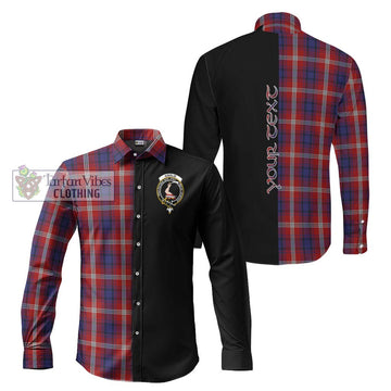 Ainslie Tartan Long Sleeve Button Shirt with Family Crest and Half Of Me Style Men's Shirt S - Tartanvibesclothing Shop