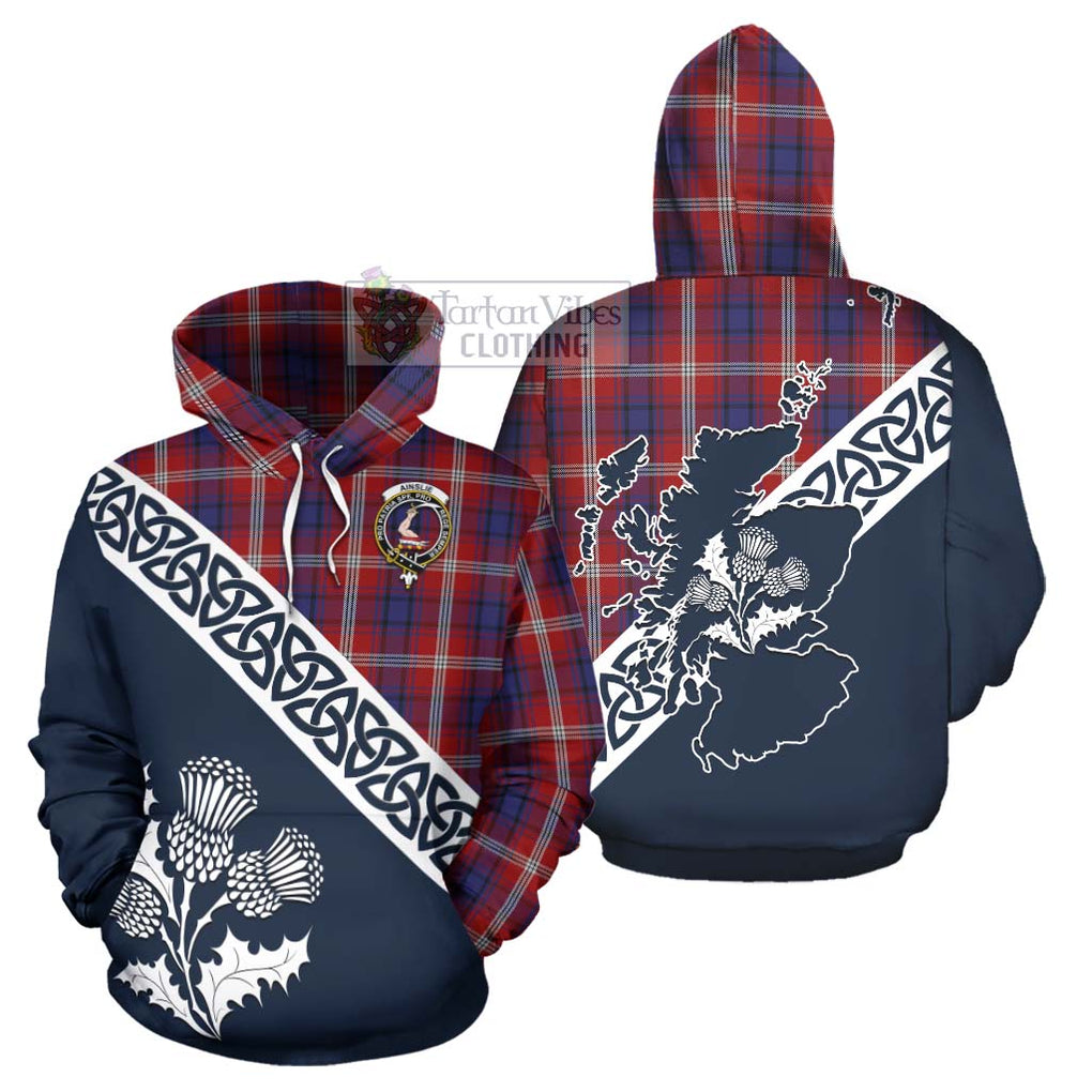 Ainslie Tartan Hoodie Featuring Thistle and Scotland Map Zip Hoodie - Tartan Vibes Clothing