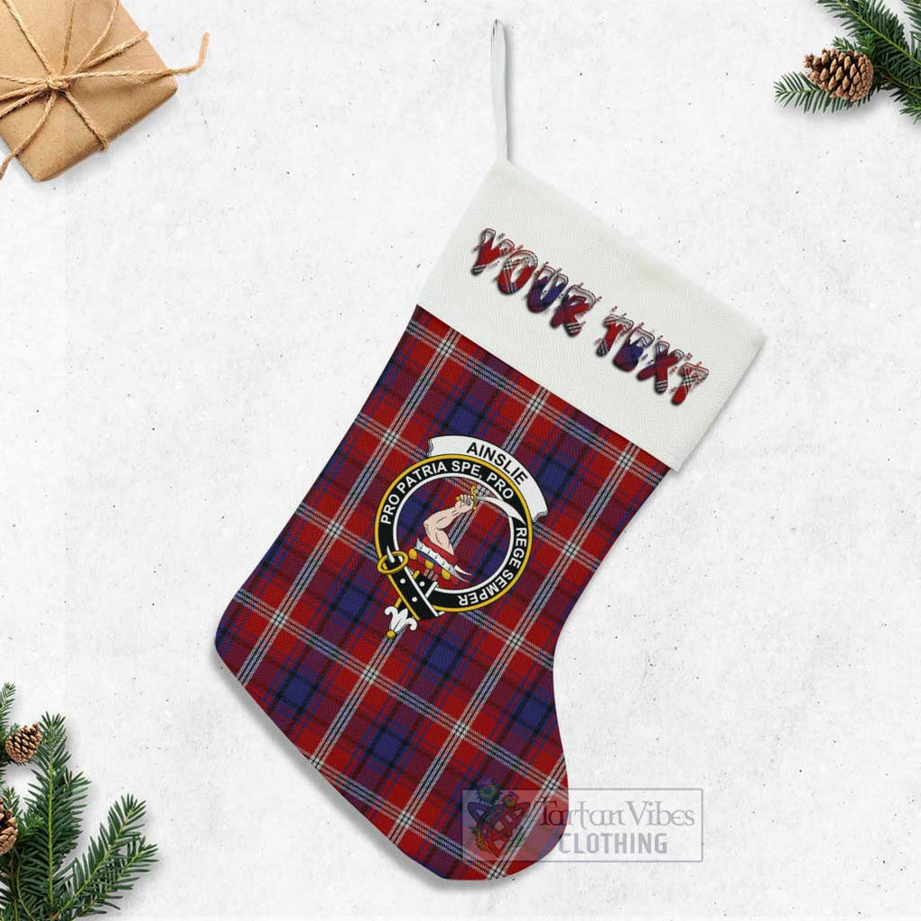 Ainslie Tartan Family Crest Christmas Stocking with Personalized Text - Tartan Vibes Clothing