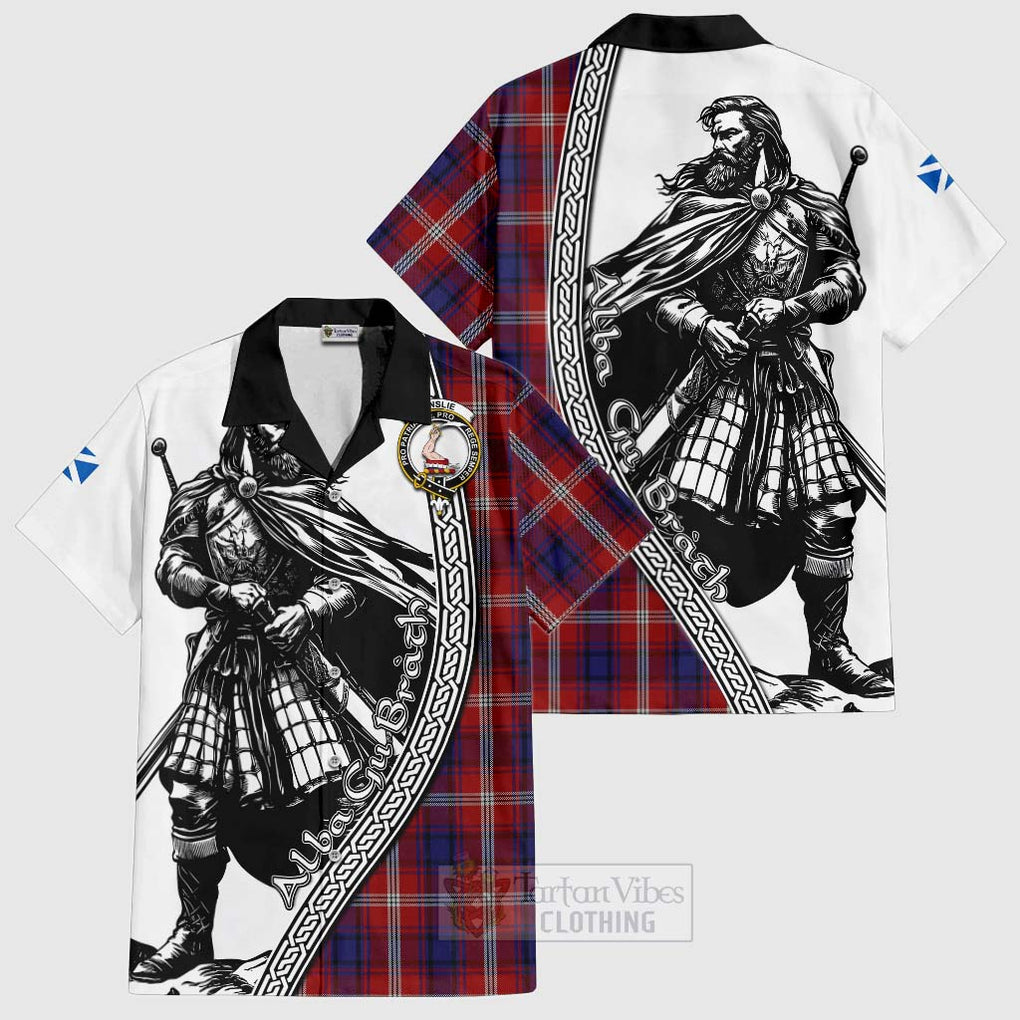 Ainslie Tartan Clan Crest Hawaiian Shirt with Highlander Warrior Celtic Style Kid - Tartan Vibes Clothing
