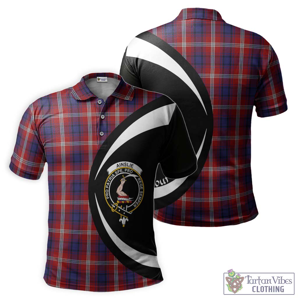 Ainslie Tartan Men's Polo Shirt with Family Crest Circle Style Kid - Tartan Vibes Clothing