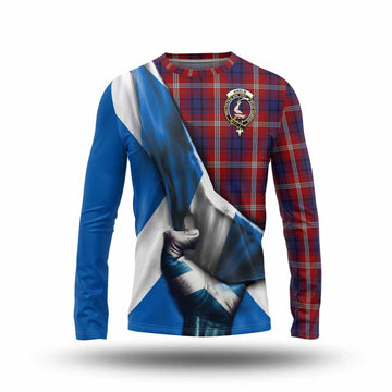 Ainslie Tartan Long Sleeve T-Shirt with Family Crest Scotland Patriotic Style Unisex - Tartan Vibes Clothing