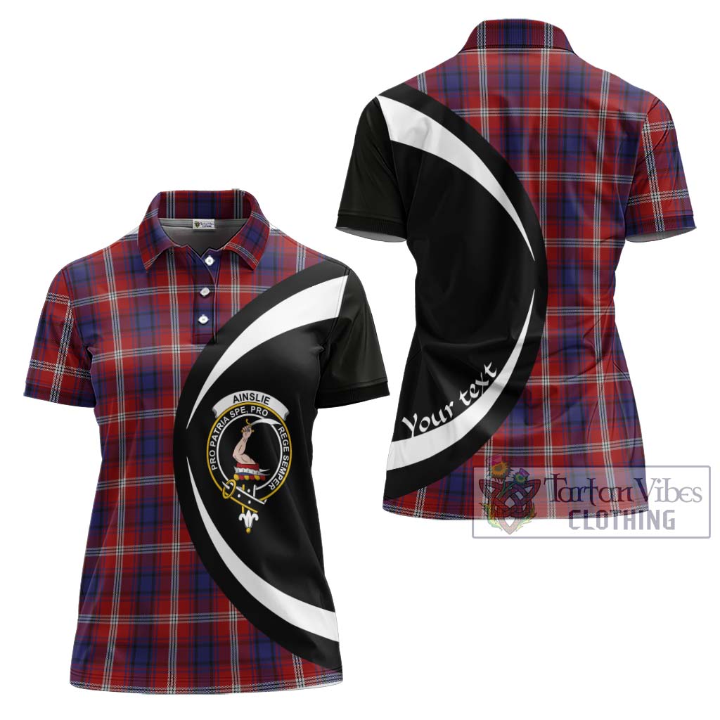 Ainslie Tartan Women's Polo Shirt with Family Crest Circle Style Women - Tartan Vibes Clothing