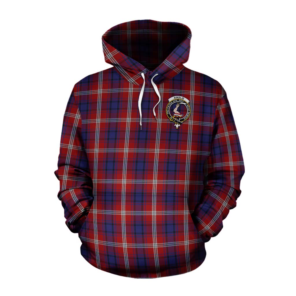 Ainslie Tartan Cotton Hoodie with Family Crest Celtic Skull Style Pullover Hoodie XS - Tartan Vibes Clothing
