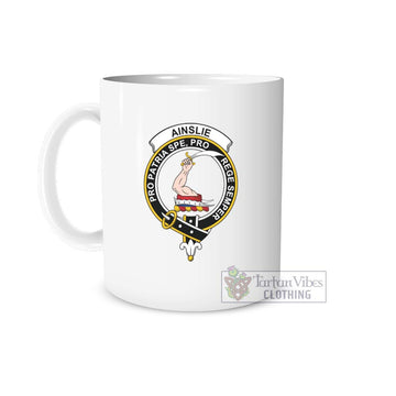 Ainslie Family Crest Ceramic Mug White - 2D-tartanvibesclothing