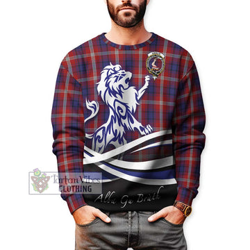 Ainslie Tartan Sweatshirt with Alba Gu Brath Regal Lion Emblem Unisex - Tartan Vibes Clothing