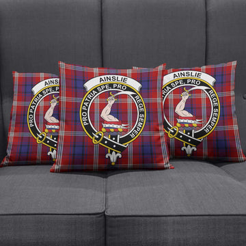 Ainslie Tartan Pillow Cover with Family Crest Square Pillow Cover - Tartanvibesclothing