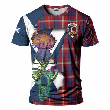 Tartan Vibes Clothing Ainslie Tartan Family Crest T-Shirt Scottish Thistle Celtic Inspired