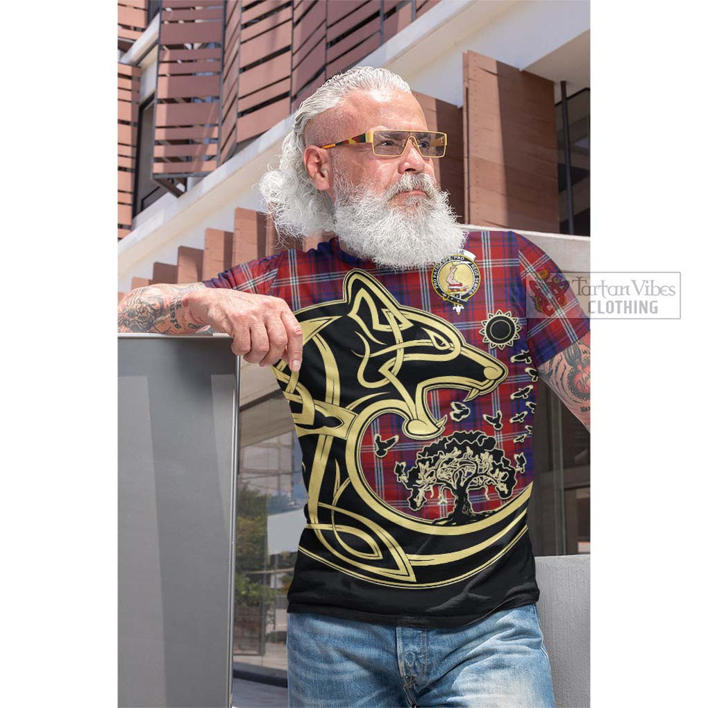 Ainslie Tartan Cotton T-shirt with Family Crest Celtic Wolf Style Men's Shirt - Tartan Vibes Clothing