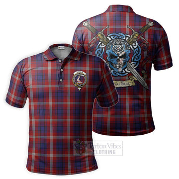 Ainslie Tartan Polo Shirt with Family Crest Celtic Skull Style Kid - Tartan Vibes Clothing