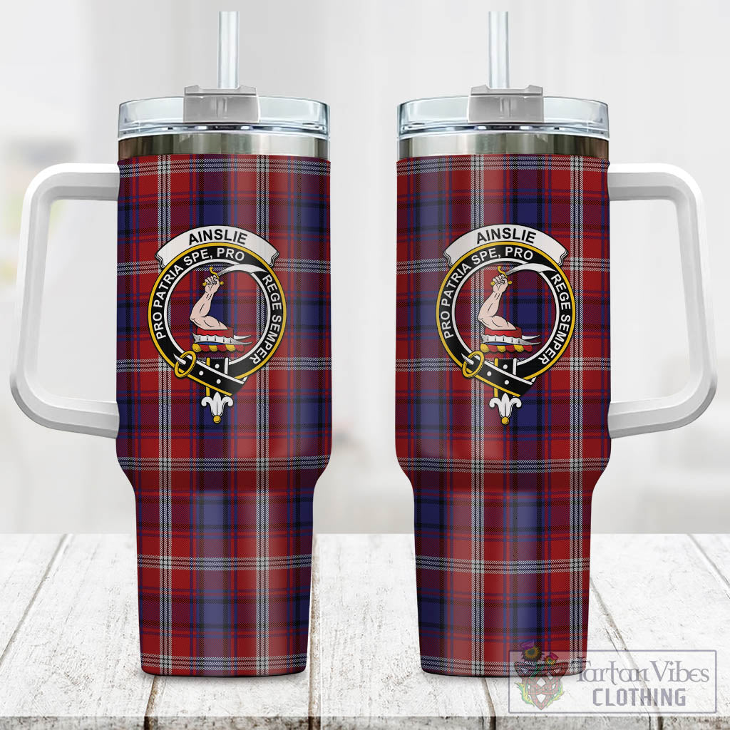Tartan Vibes Clothing Ainslie Tartan and Family Crest Tumbler with Handle