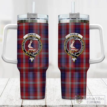 Tartan Vibes Clothing Ainslie Tartan and Family Crest Tumbler with Handle