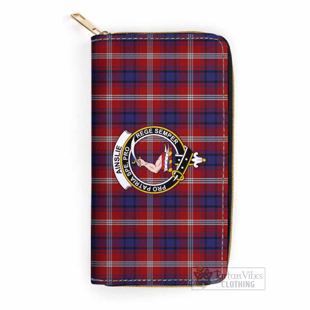 Tartan Vibes Clothing Ainslie Tartan Women's Leather Wallet with Family Crest