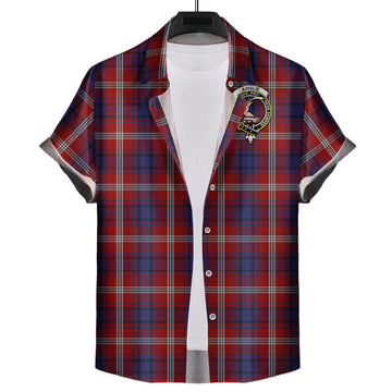 Ainslie Tartan Short Sleeve Button Down Shirt with Family Crest