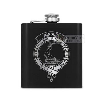 Ainslie Crest Hip Flask Set 7oz Black Stainless Steel with A Gift Box One Size 7oz - 2D-tartanvibesclothing