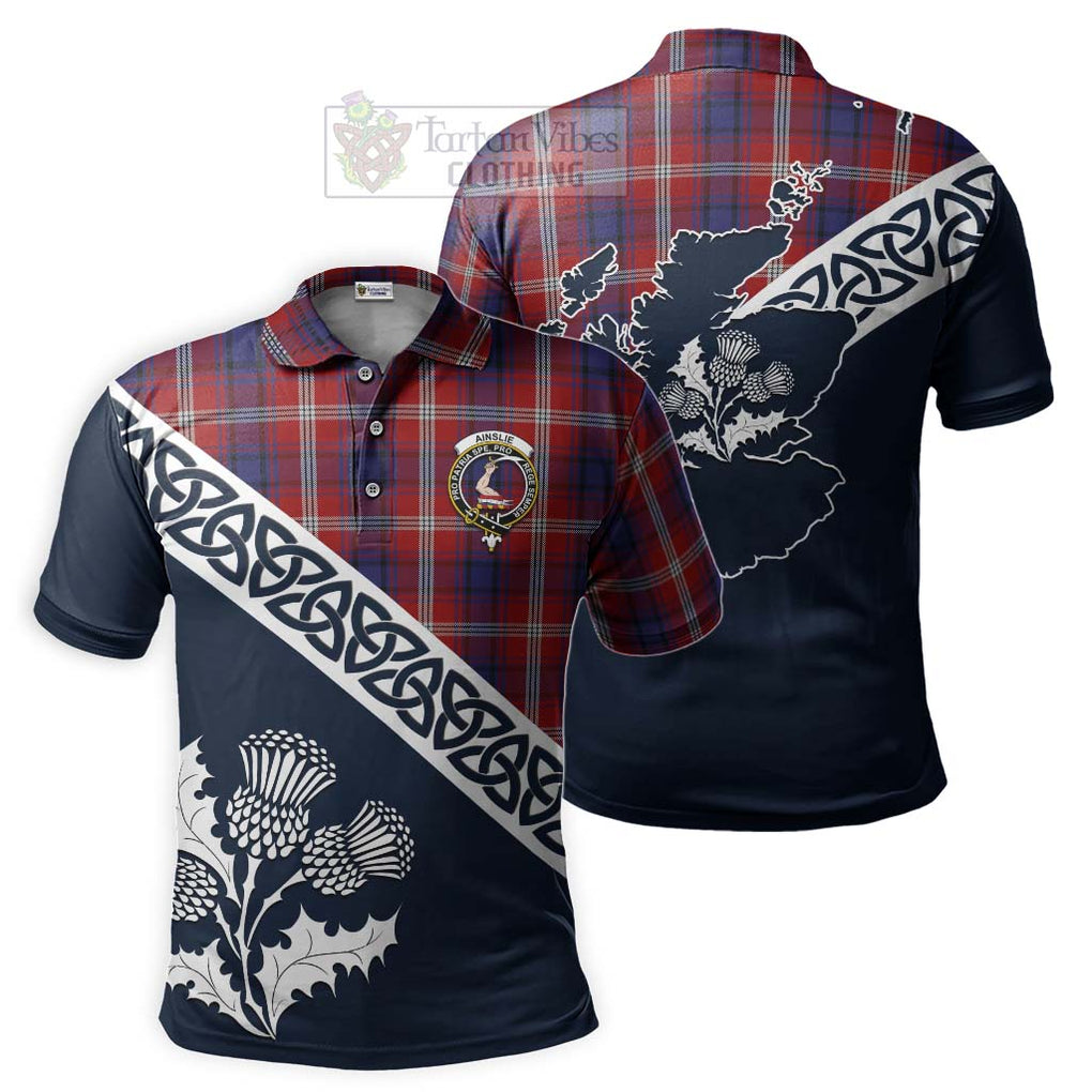Ainslie Tartan Polo Shirt Featuring Thistle and Scotland Map Kid - Tartanvibesclothing Store