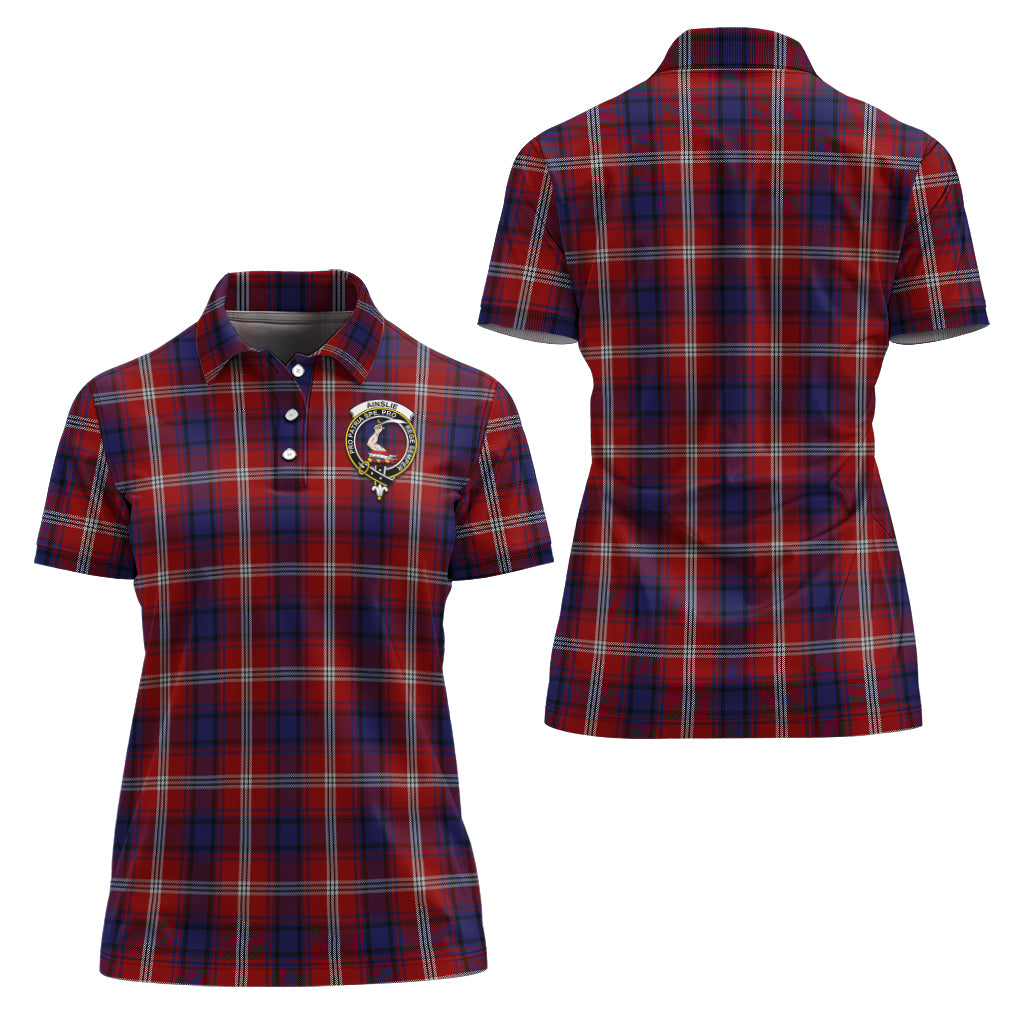 Ainslie Tartan Polo Shirt with Family Crest For Women Women - Tartanvibesclothing