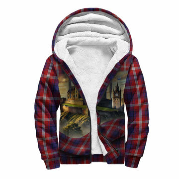 Ainslie Tartan Family Crest Sherpa Hoodie with Scottish Ancient Castle Style Unisex S - Tartan Vibes Clothing